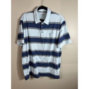 Patagonia Mens XXL Organic Cotton Blue Striped Polo Shirt